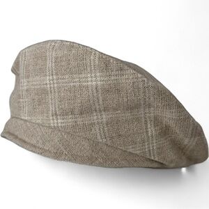 Vintage Lord & Taylor Made in Italy Linen & Cotton Plaid Beret Hat